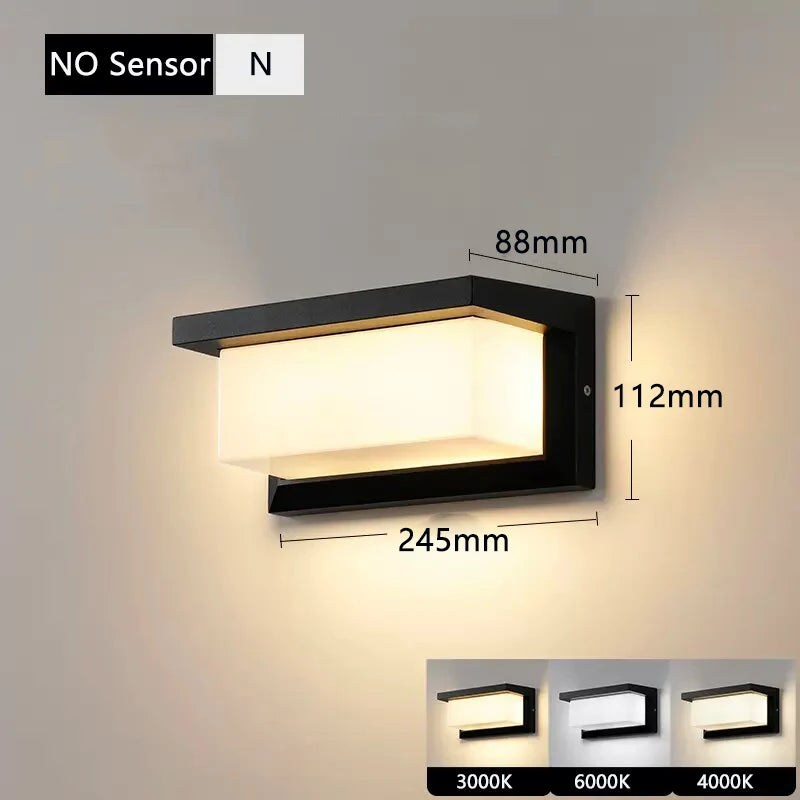 DC12-24V Waterproof IP65 Led Outdoor Wall Light Motion Sensor Led Outdoor Lighting Porch Lights Balcony Garden Lights Wall Lamp