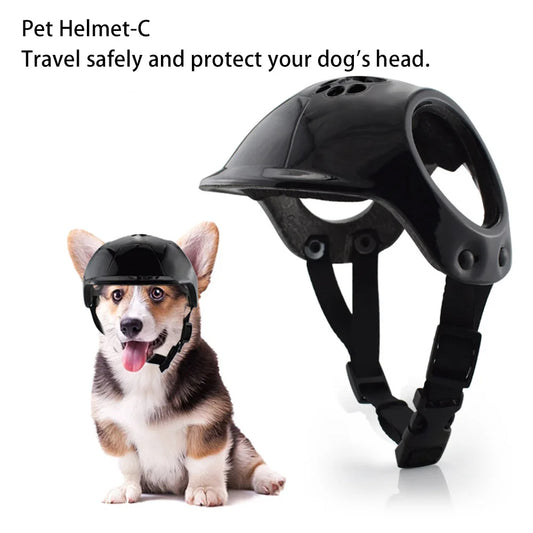 Dog Helmet with Ear Holes Hard Pet Safety Helmet Lightweight Dogs Hat for Outdoor Activities, Travel, Camping