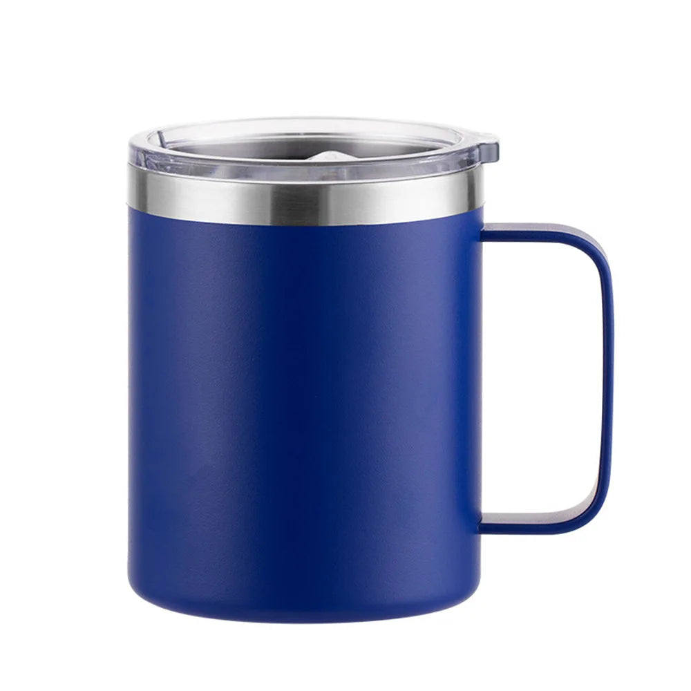 12oz Stainless Steel Mug with Handle Insulated Coffee Cup Insulated Tumbler Sliding Lid Gift for Camping, Office, Home, School