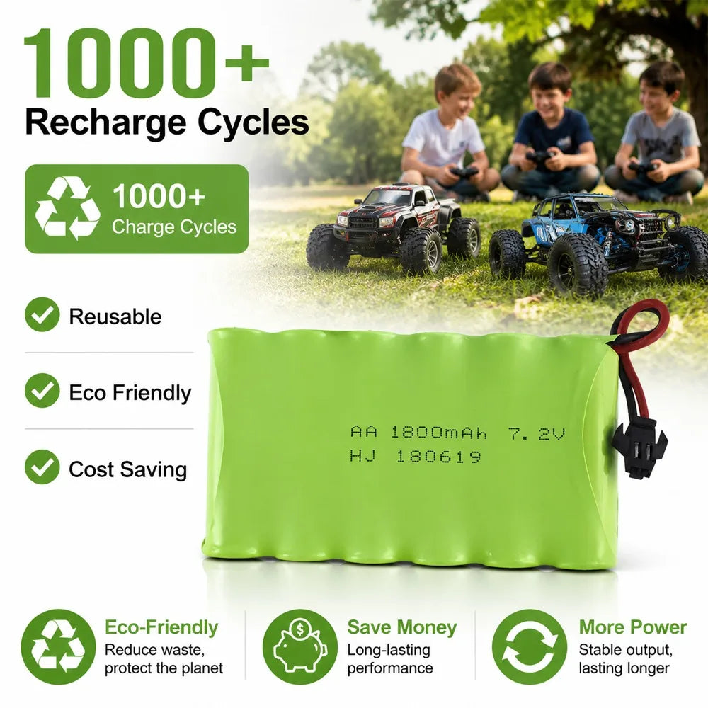 AA Rechargeable Nickel-cadmium Battery 7.2V 1800mAh Suitable for Remote Control Devices Such As Toy Cars Boats and Robots.