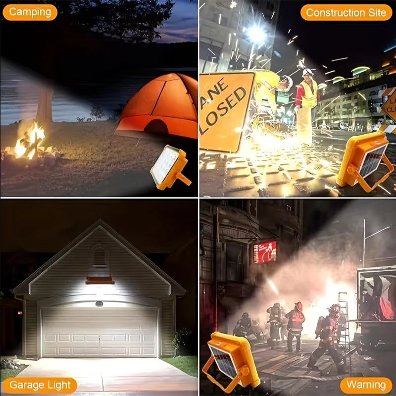 Solar Portable Camping Light with Stand Battery Rechargeable Lamp LED Cordless Flood Lights for Work Emergency Power Failure