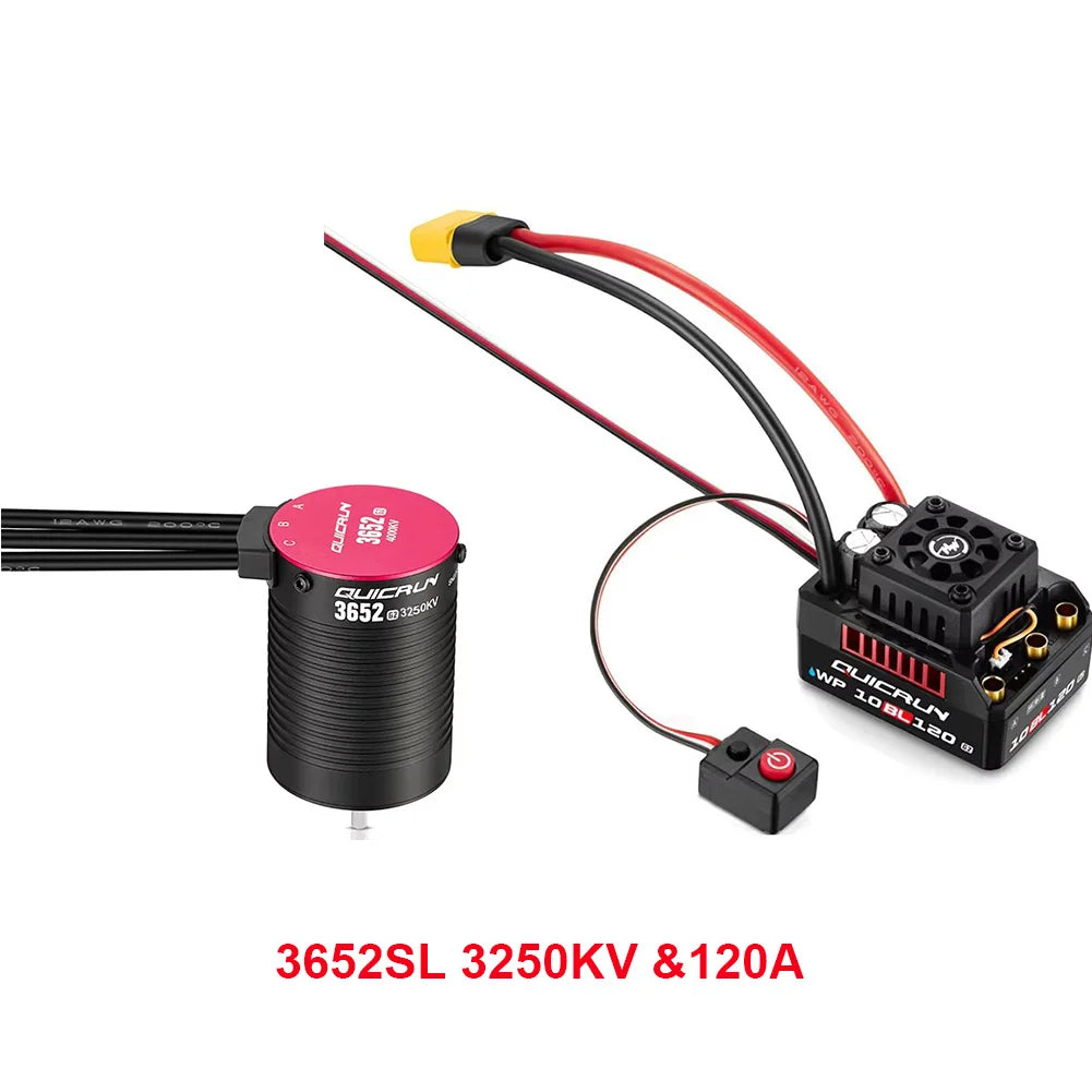 HobbyWing QuicRun WP 10BL120 G2 120A Waterproof Sensorless Brushless ESC Speed Controller 3652 3660 G2 Motor for 1/10 RC Cars