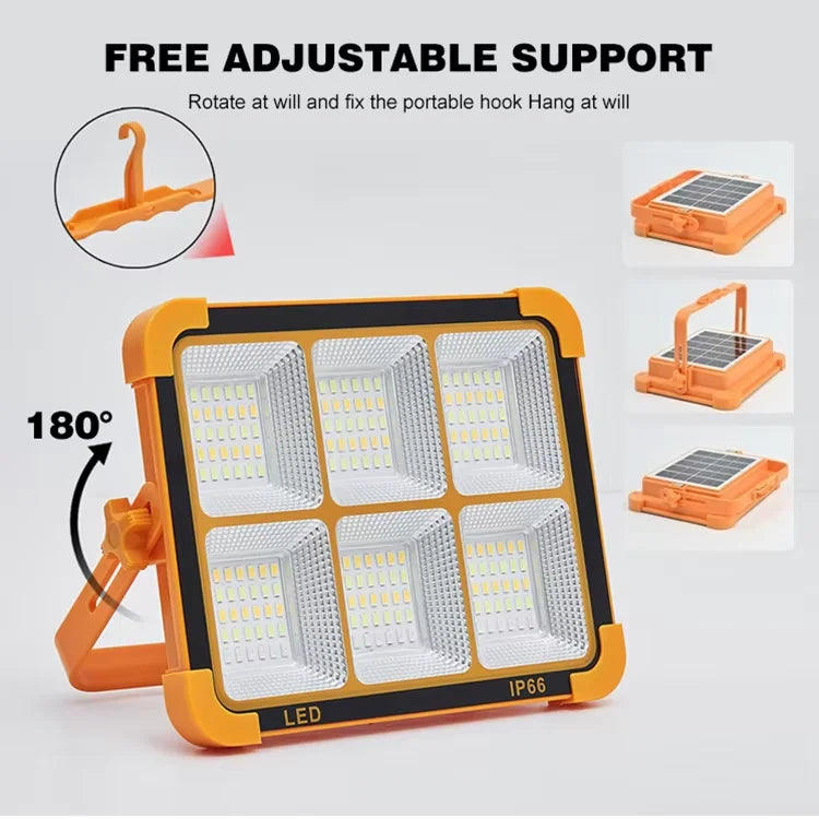 Solar Portable Camping Light with Stand Battery Rechargeable Lamp LED Cordless Flood Lights for Work Emergency Power Failure