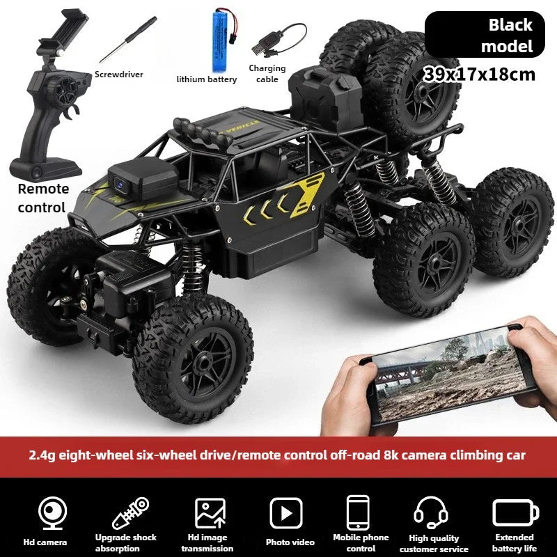 Kawaii Toy Car Gift-Upgrade Alloy 6WD Climbing Off-road Rc Cars,Remote Control Car Model,Fart Spray 8K HD Camera,Toys For Boys