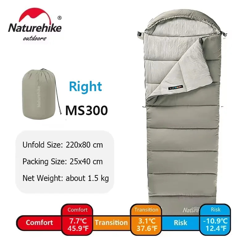 Naturehike Sleeping Bag M180 Lightweight Sleeping Bag M300 Double Camping Sleeping Bag M400 Machine Washable Winter Sleeping Bag