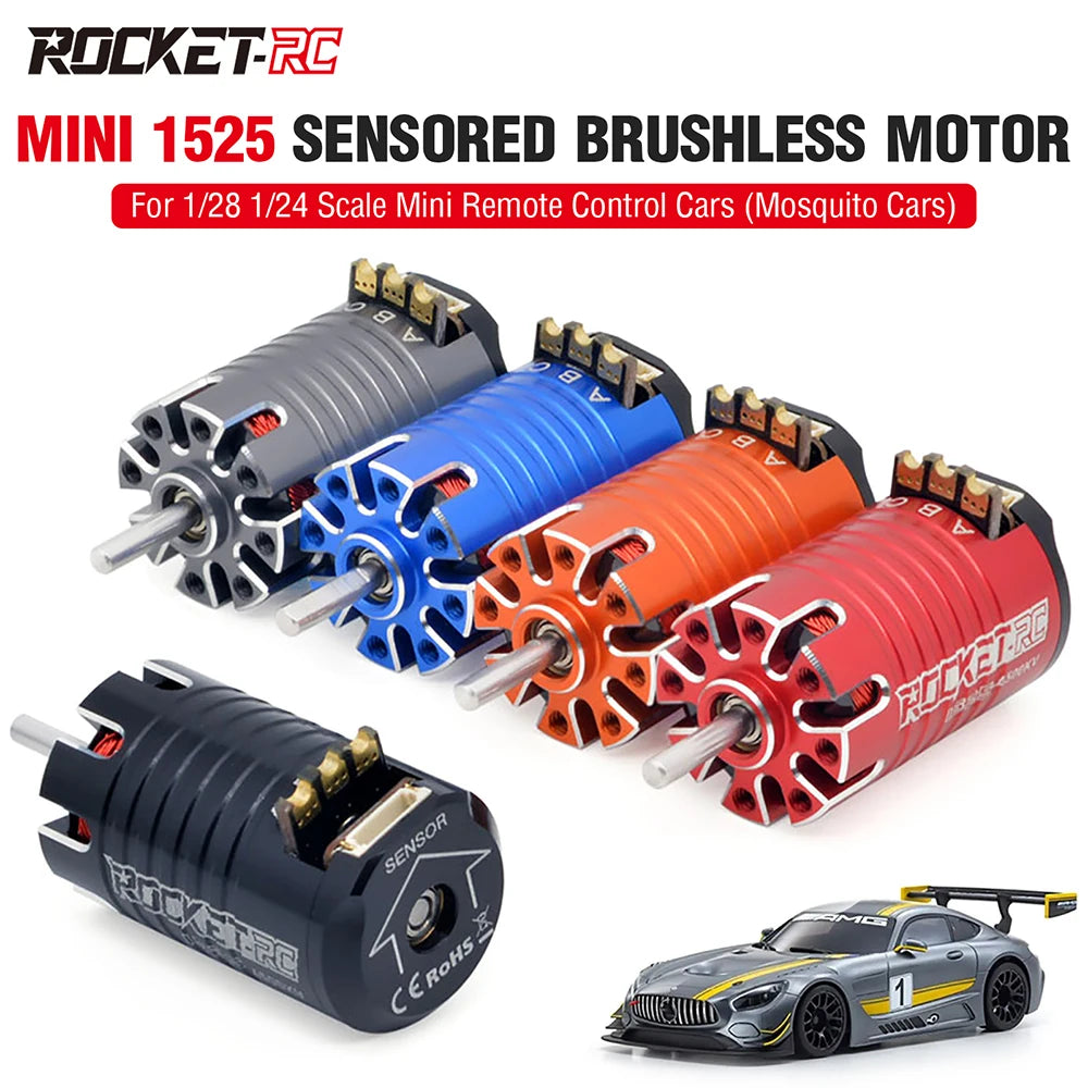 ROCKET-RC MINI 1525 3500-6800KV Sensored Brushless Motor For 1/28 1/24 RC Cars