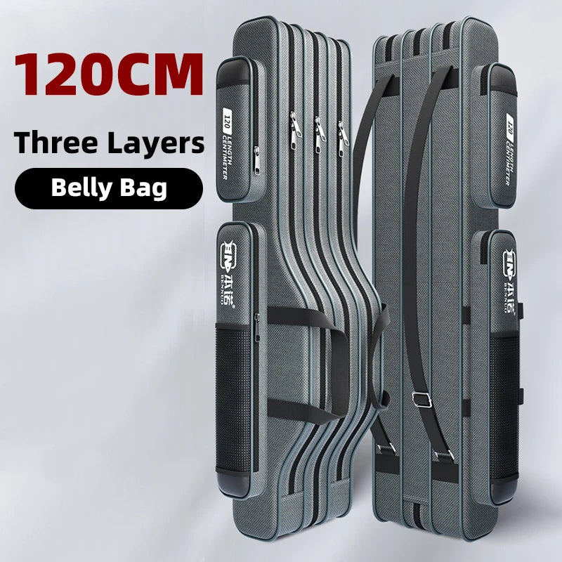 Fishing Rod Bag Fishing Gear Bag 80cm-130cm Multifunctional Rod Bags Double-layer or Three-layer Large Thick Belly Fish Backpack