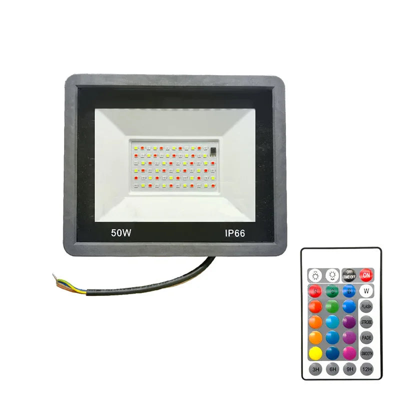 RGB LED Floodlight Outdoor Lighting 220V 30W 50W 100W IP66 Waterproof Outdoor RGB Spotlight Lamps Landscape Lighting