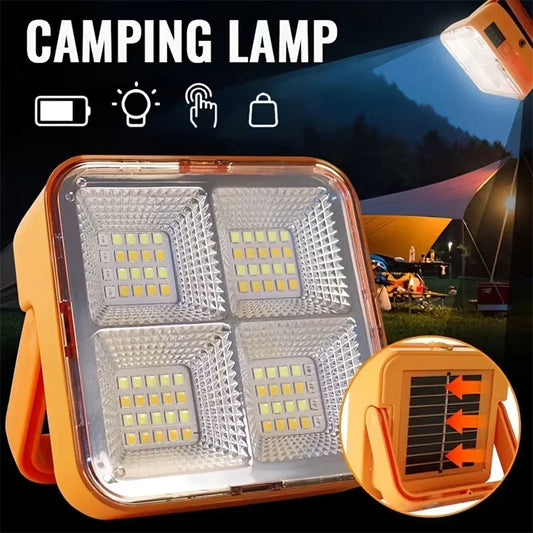 Solar Portable Camping Light with Stand Battery Rechargeable Lamp LED Cordless Flood Lights for Work Emergency Power Failure