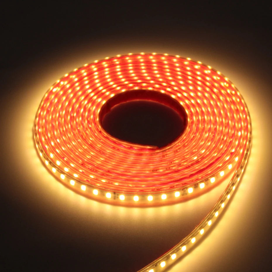 220V Led Strip 2835SMD Adhesive Tape With Dimmer Timing Switch EU/UK Plug 120LEDs/M IP67 Waterproof Indoor Outdoor Lighting