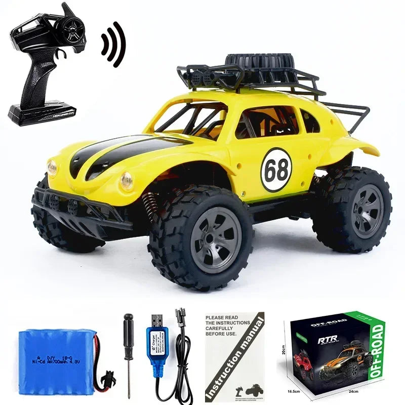 1:18 Beetle RC Drift Car, 2.4G Remote Control Car Toy, High-Speed Off-Road RC Cars, Fine Sticker, Cool Lights, Kids Toys, Holida