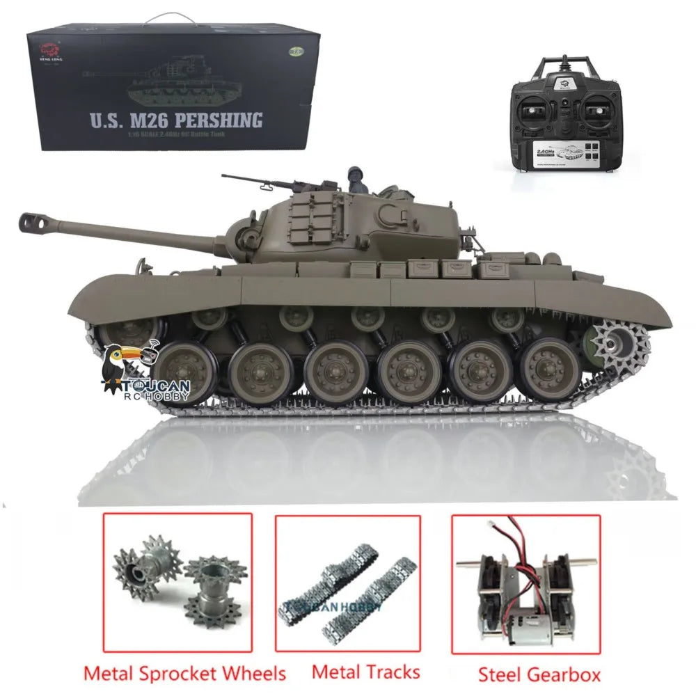 US Stock Heng Long 1/16 Scale 7.0 Upgraded M26 Pershing RTR RC Tank 3838 Metal Tracks Cars Radio Control Panzer Vehicle TH17304