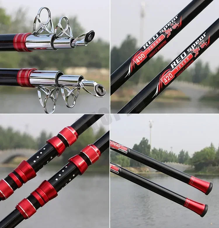 2.1M Carbon Fishing Rod 30kg above Superhard 100M Long Distance Throwing shot Rod Telescopic Sea Boat High Quality Fishing Gear