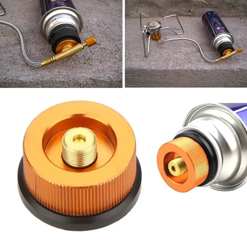 2 Pieces Camping Stove Adapter Propane to Butane Adapter 1 Lb Propane Tank Input and EN417 Lindal Valve Output