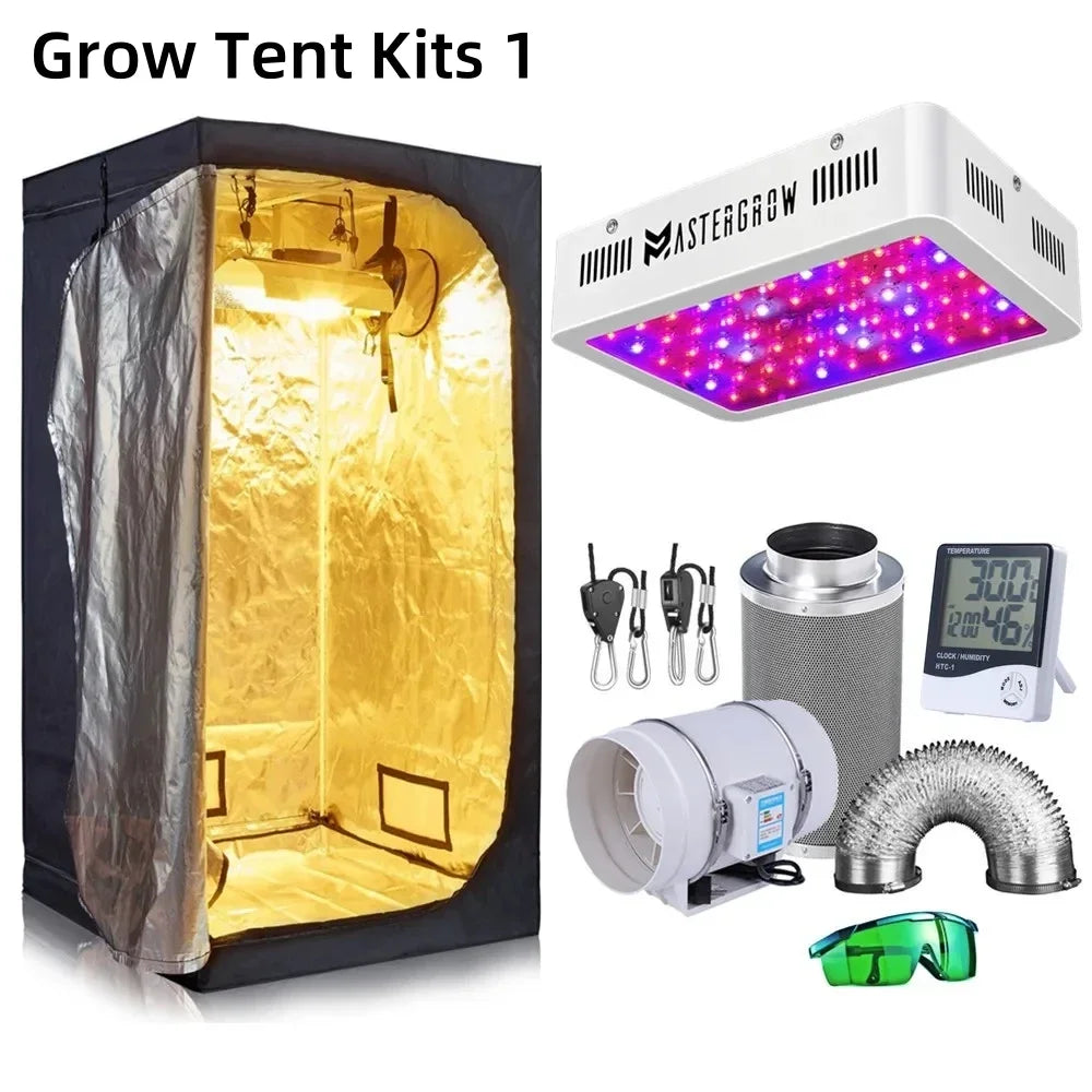 Grow Tent Growbox Hydroponics Growing System Led Grow Plant Lights Full Kits High PPFD 4Inch Duct Fans Activated Carbon Filter