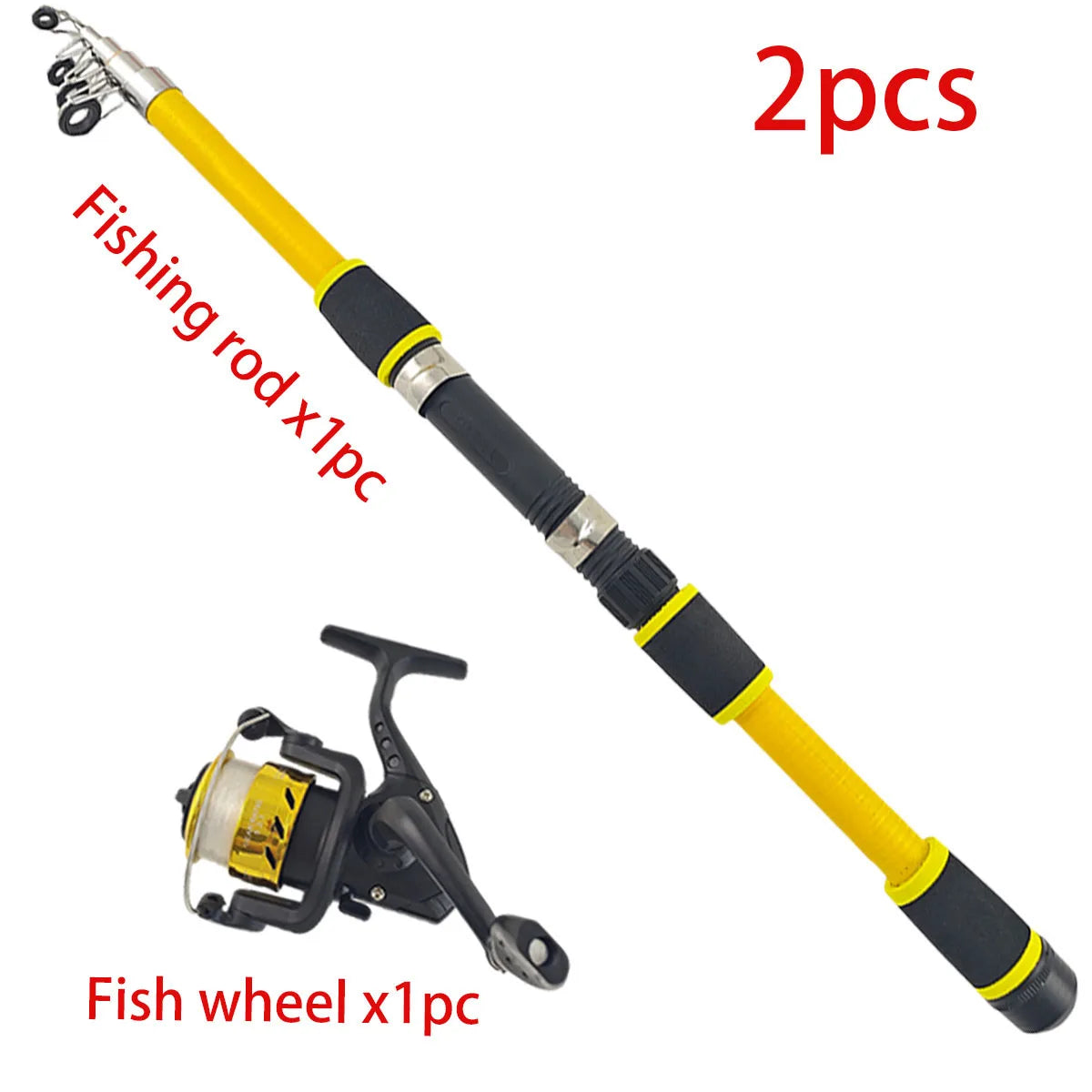 Portable Telescopic Fishing Rod Spinning Reel Full Kit 45Pcs Fishing Tackle Box with Duck Soft Lures Worm Baits Hooks Sinkers Sw