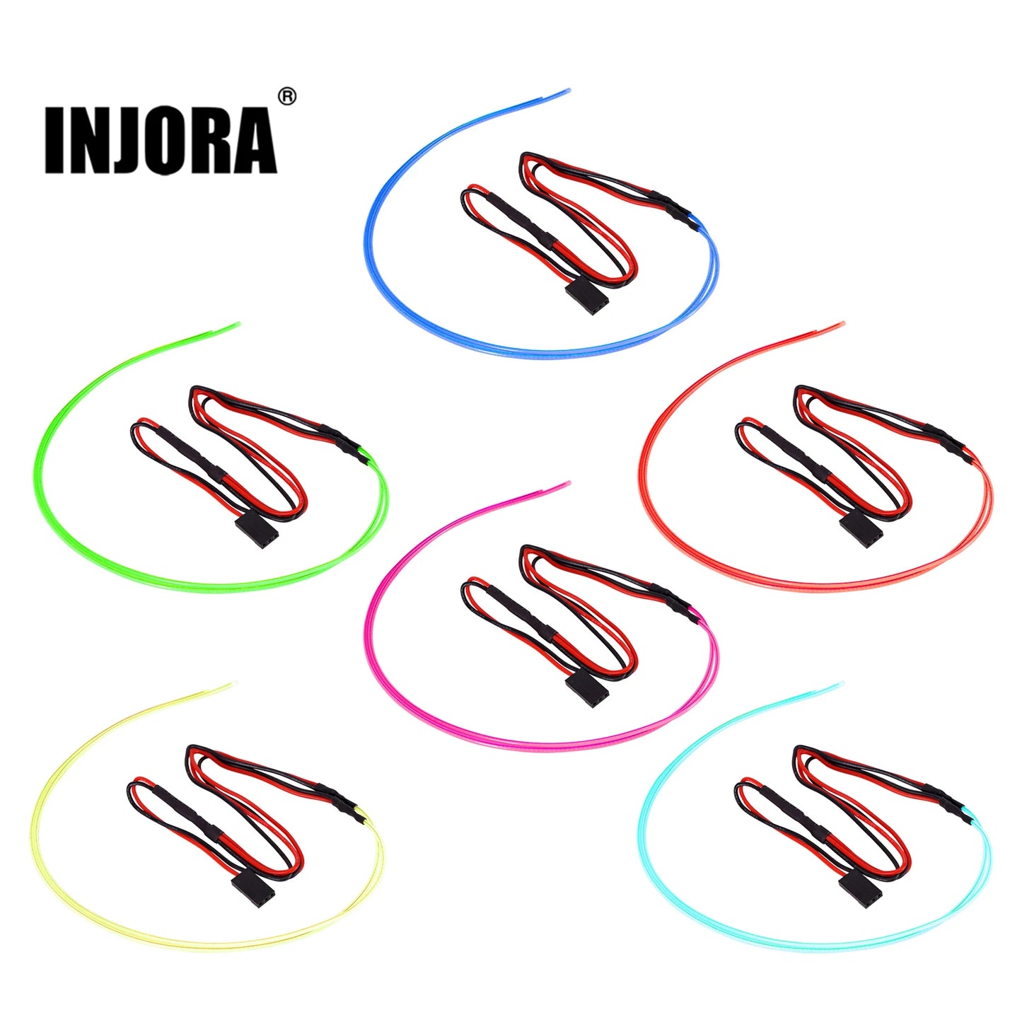 INJORA Flexible Cuttable LED Strip Lights for RC Cars (Red, Warm White, Ice Blue, Pinkish Purple, Green, Dark Blue)