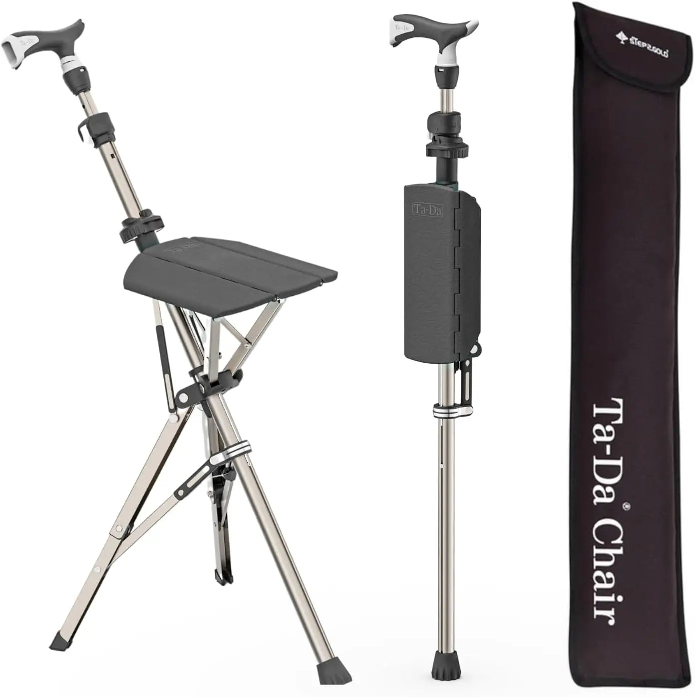 Portable Trekking Hiking Pole with Foldable Seat, Lightweight Aluminum Walking Stick for Easy Carry and Storage