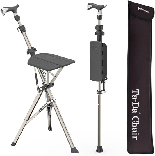 Portable Trekking Hiking Pole with Foldable Seat, Lightweight Aluminum Walking Stick for Easy Carry and Storage