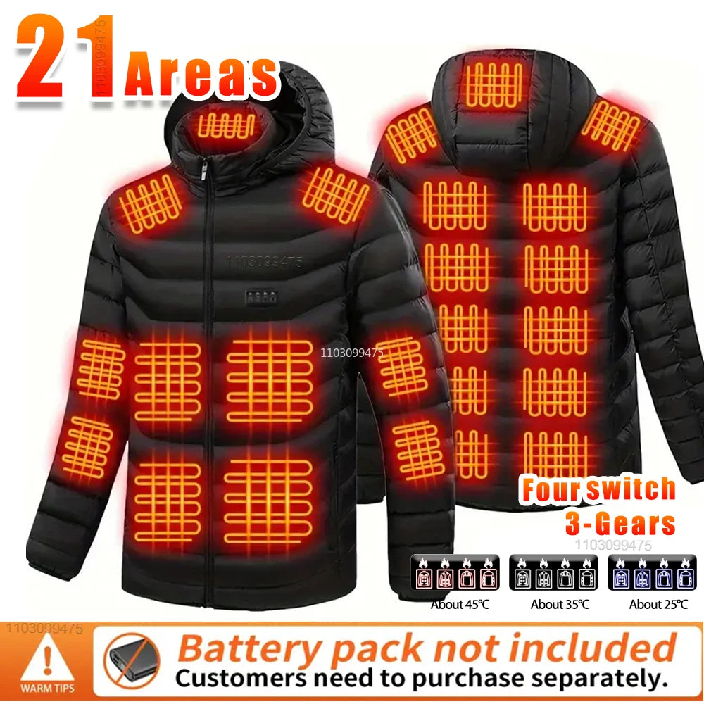 New Winter Heated Jackets Men Women Camping Ski Thermal Clothing Self Heating Vest Coat Heated Hunting Jackets 2/9/21/25 Zones