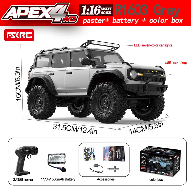 HB R1601 Rc Crawler 1/16 Rc Car 4WD Rtr With Led 2.4g Electric Remote Control Rock Buggy Off-Road Vehicle Rc Cars For Boy Toy
