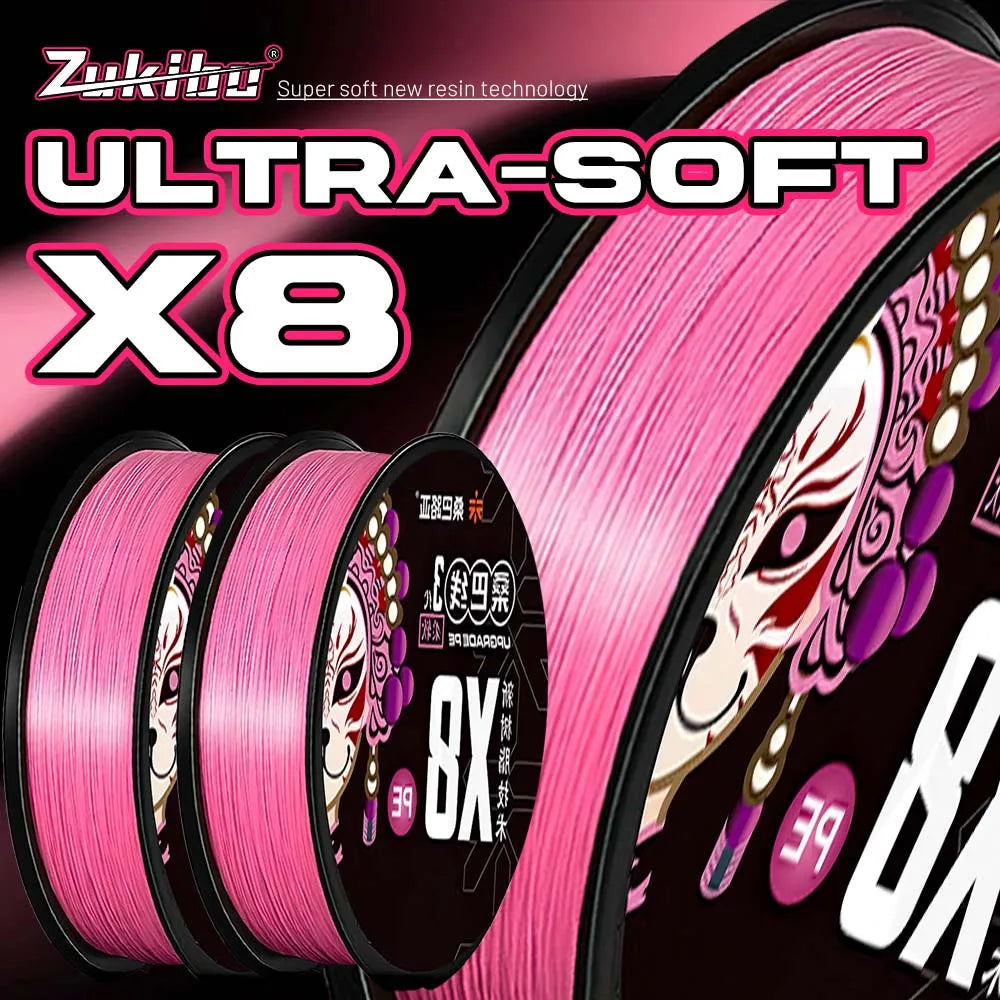 ZUKIBO X8 Braided Fishing Thread Multifilament Line Fishing Gear and Equipment Ocean Fishing Supplies Leashes for Fishing Goods