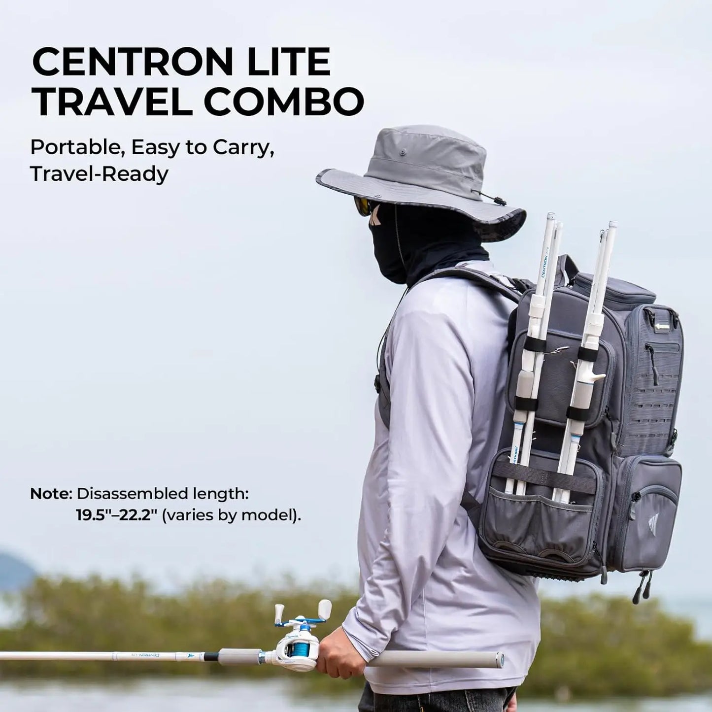 Portable Travel Fishing Rod and Reel Combo, Lightweight Graphite Twin-Tips for Freshwater Saltwater Bass Trout