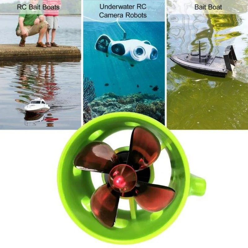 12-24V 20A Brushless Underwater Thruster 4 Blade RC Bait Boat Trolling Motor Waterproof High Torque for Fishing Kayak Accessory