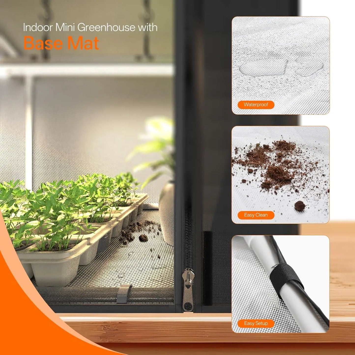 Indoor Greenhouse with Grow Light, Mini Grow Tent for Seed Starting & Plant Growth, 18W Timer Light, Waterproof Base