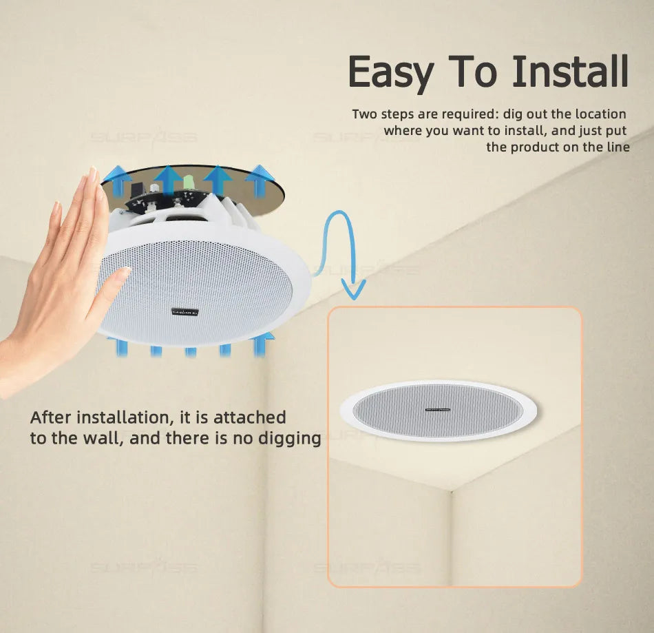 Built-in Class-D Amplifier Full Range Bluetooth-compatible Ceiling Speaker Horn For Home Theater Background Music Good Quality