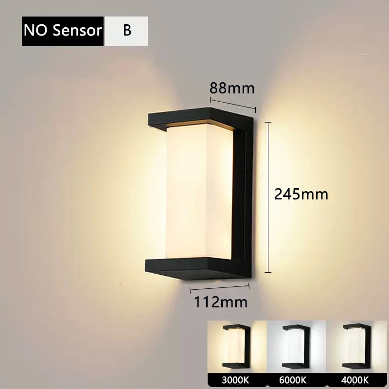 DC12-24V Waterproof IP65 Led Outdoor Wall Light Motion Sensor Led Outdoor Lighting Porch Lights Balcony Garden Lights Wall Lamp