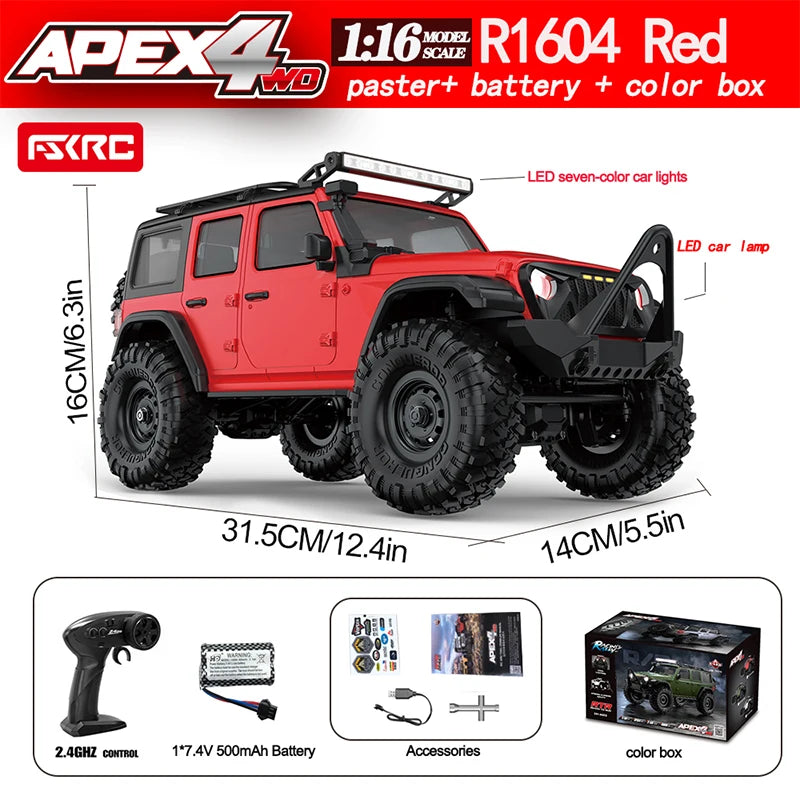 HB R1601 Rc Crawler 1/16 Rc Car 4WD Rtr With Led 2.4g Electric Remote Control Rock Buggy Off-Road Vehicle Rc Cars For Boy Toy