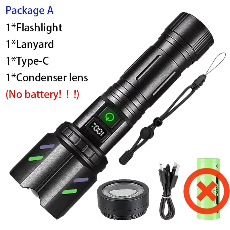 Newest 100000LM High Power LED Flashlight USB Rechargeable Flashlight Powerful Long Range 3500M Torch Light Camping Fishing Lamp