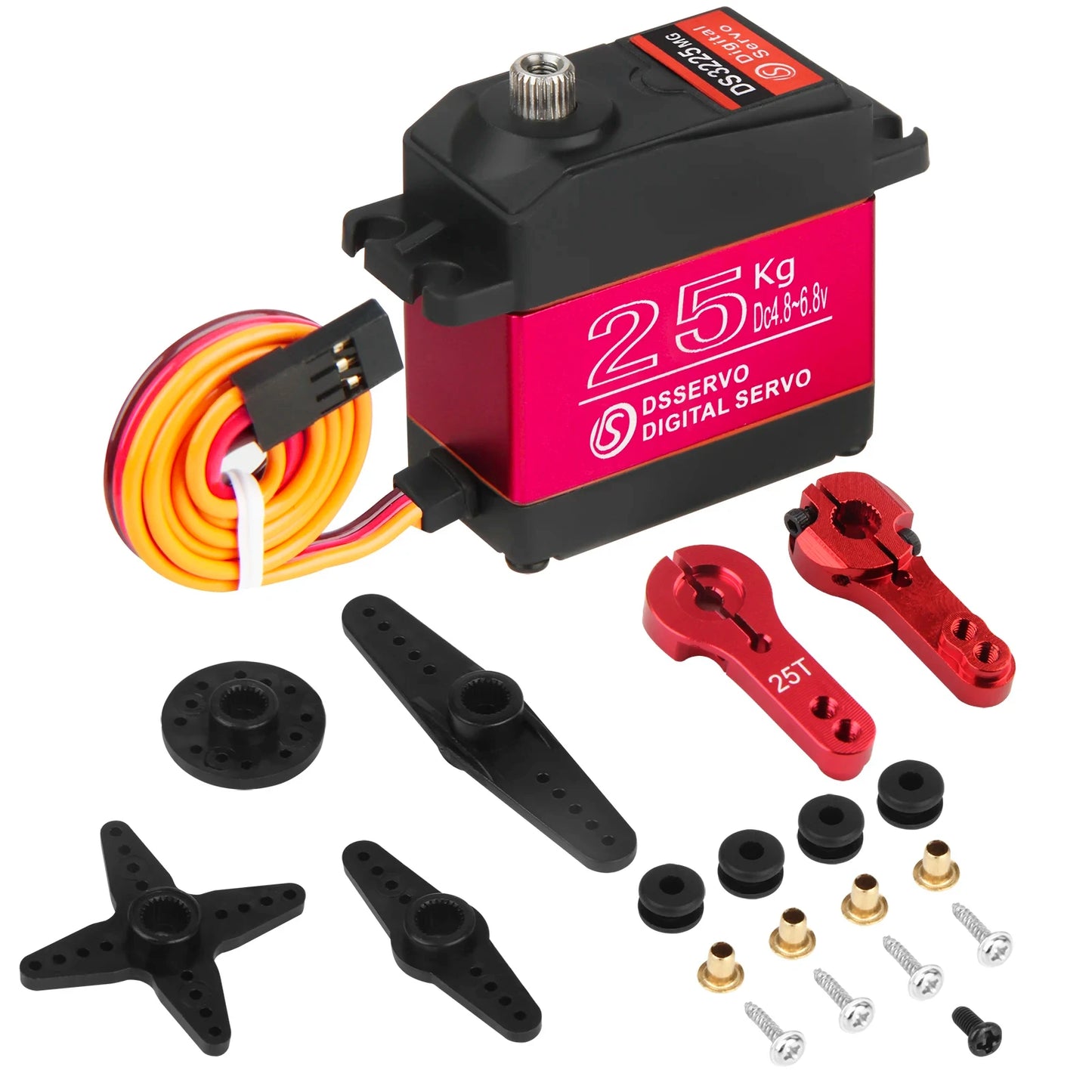 1/2/6/10/20pcs Dsservo Waterproof Servo DS3225 25KG High Speed  180/270/360 Degree Metal Gear Digital Servo for 1/8 1/10 RC Cars