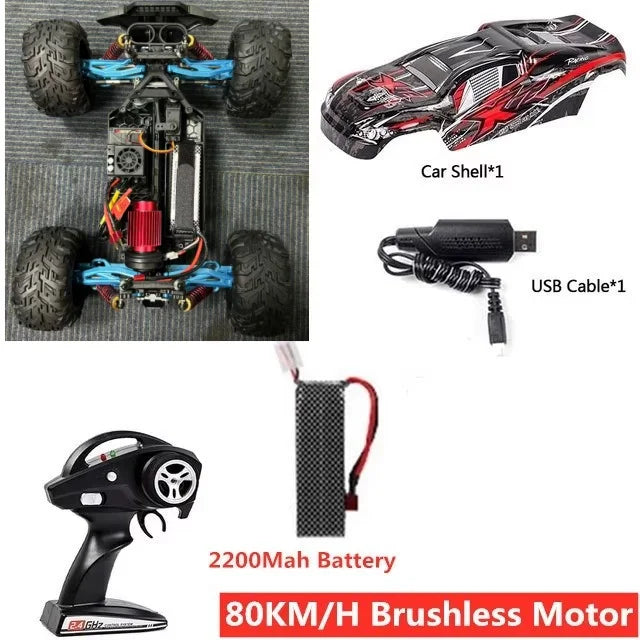 Professional Adult 80KM/H Alloy Frame RC Brushless Car Toys 4WD Buggy High Speed Racing Truck 200M Brake 1:10 RC Cars Model Toy