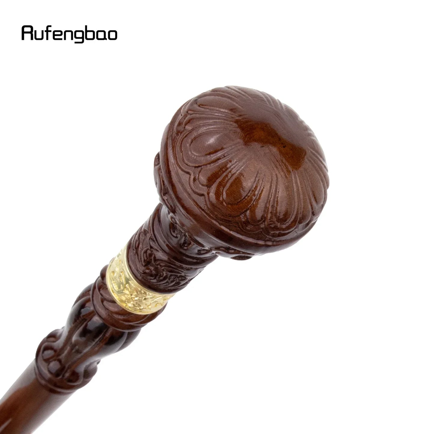 Brown Creative Round Wooden Fashion Walking Stick Decorative Cospaly Wood Walking Cane Halloween Mace Wand Crosier 95cm