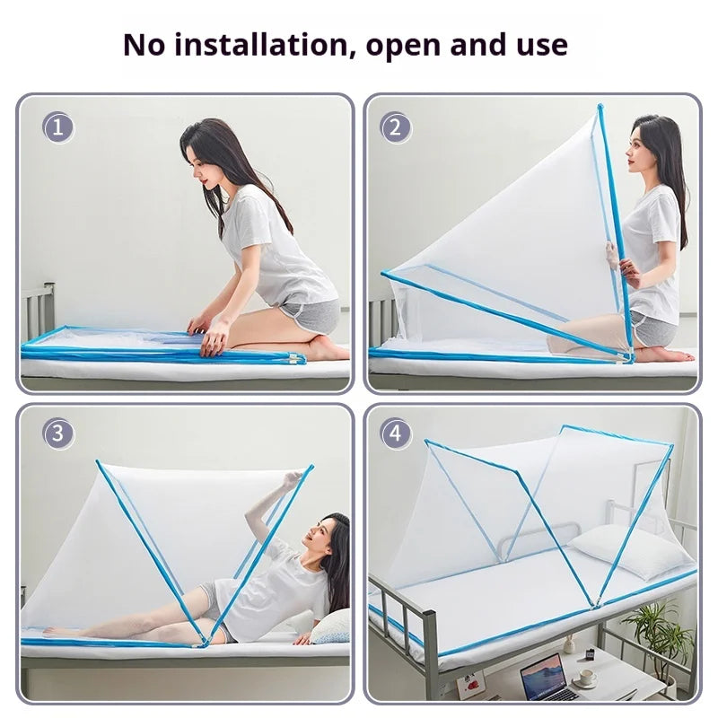Pop Up Mosquito Net Portable Foldable - No Installation 3s Auto Setup for Student Dormitory/Camping Travel/Home Bed Ultra Light