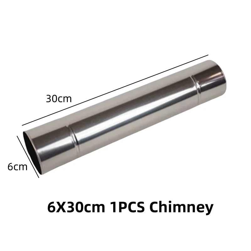 Outdoor Wood Stove Tent Heater Stainless Steel 3 Glass Fire Observation Fireplace Brazier Portable with Chimney Camping Furance