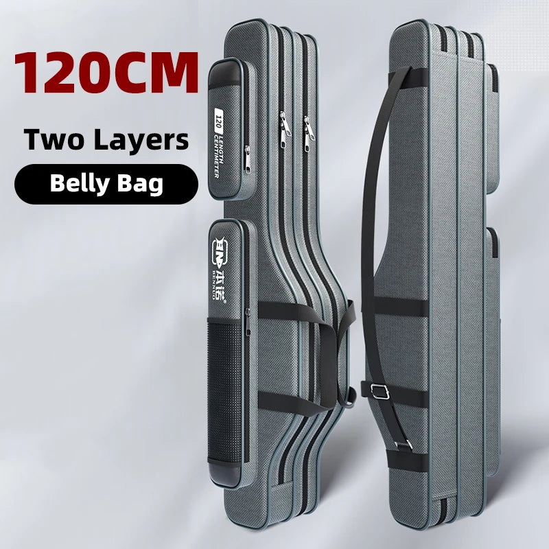 Fishing Rod Bag Fishing Gear Bag 80cm-130cm Multifunctional Rod Bags Double-layer or Three-layer Large Thick Belly Fish Backpack