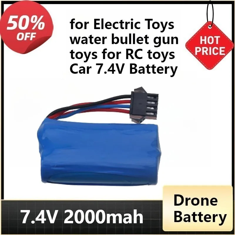 7.4V 2000mAh Li-ion Battery SM4p Plug for Electric Toys Water Bullet Gun Toys for RC Toys Car 7.4V Battery