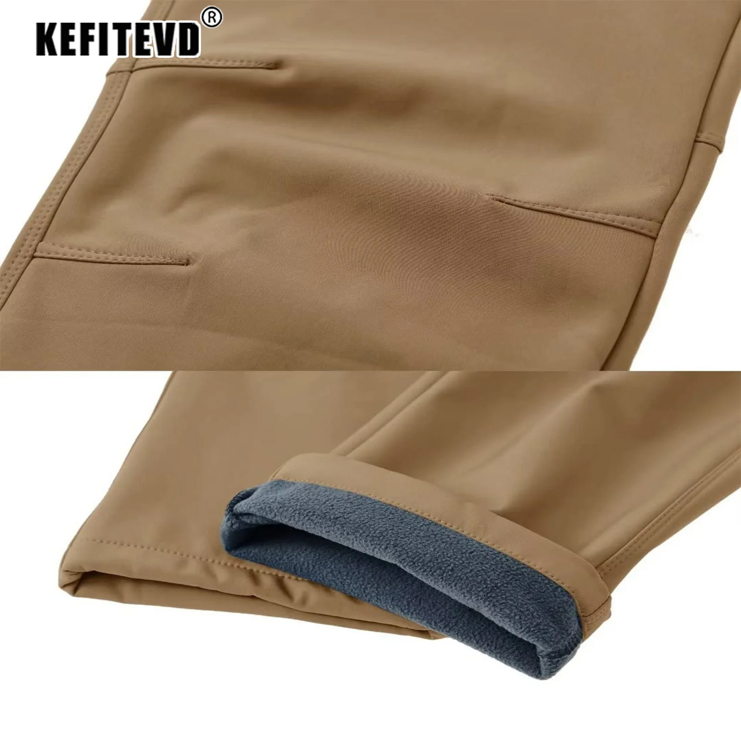 KEFITEVD Women's Winter Fleece Soft Shell Hiking Pants Warm Thermal Waterproof Windproof Trousers Outdoor Ski Camping Fishing