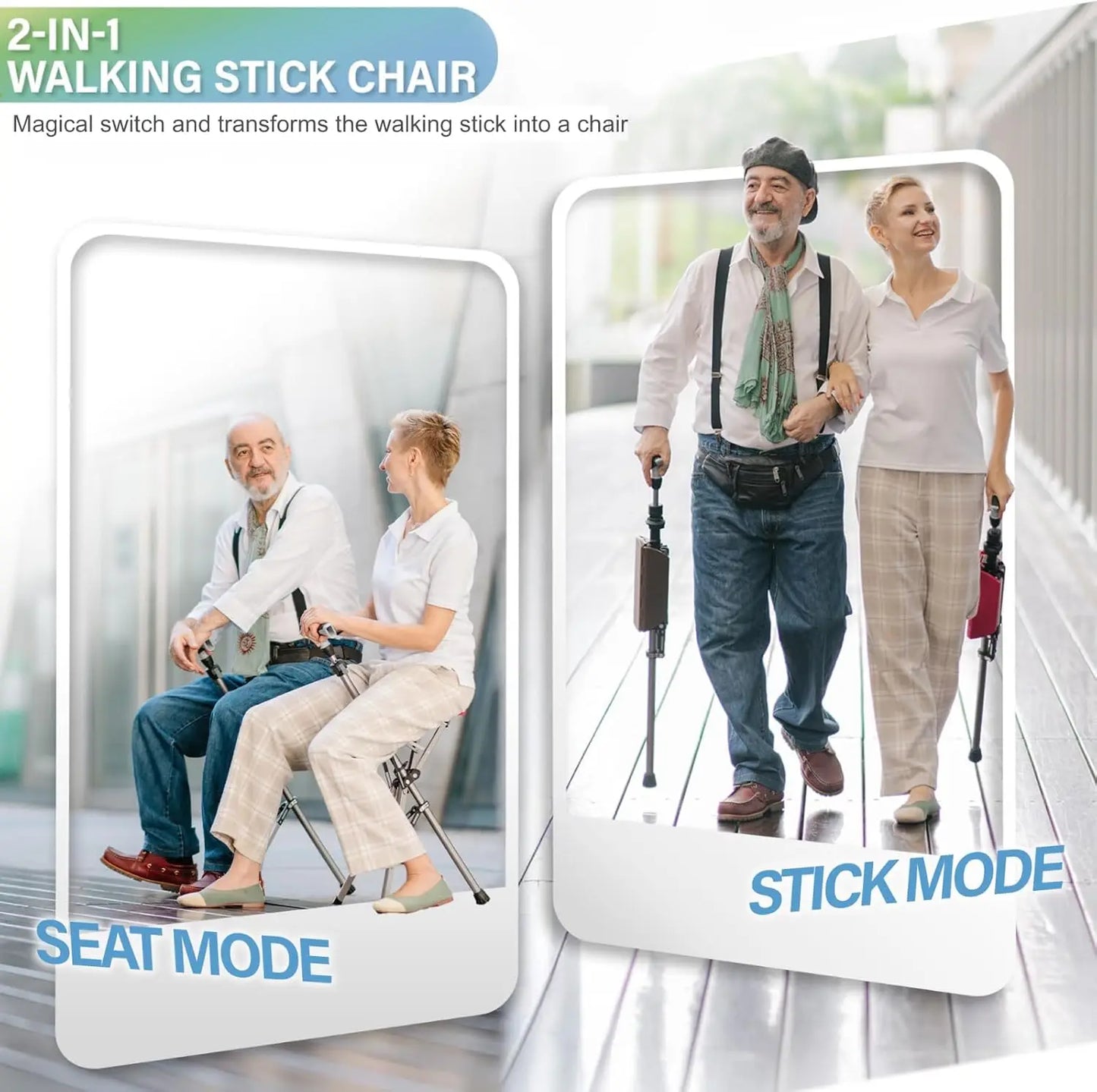 Portable Trekking Hiking Pole with Foldable Seat, Lightweight Aluminum Walking Stick for Easy Carry and Storage