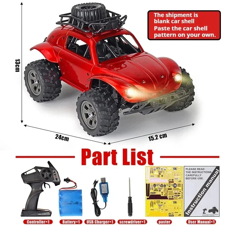 1:18 Beetle RC Drift Car, 2.4G Remote Control Car Toy, High-Speed Off-Road RC Cars, Fine Sticker, Cool Lights, Kids Toys, Holida