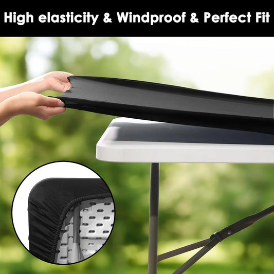 Spandex Tablecloth Washable and Wrinkle Resistant Patio Elastic Table Cover for Camping Dining Room Patio Kitchen Banquet Party