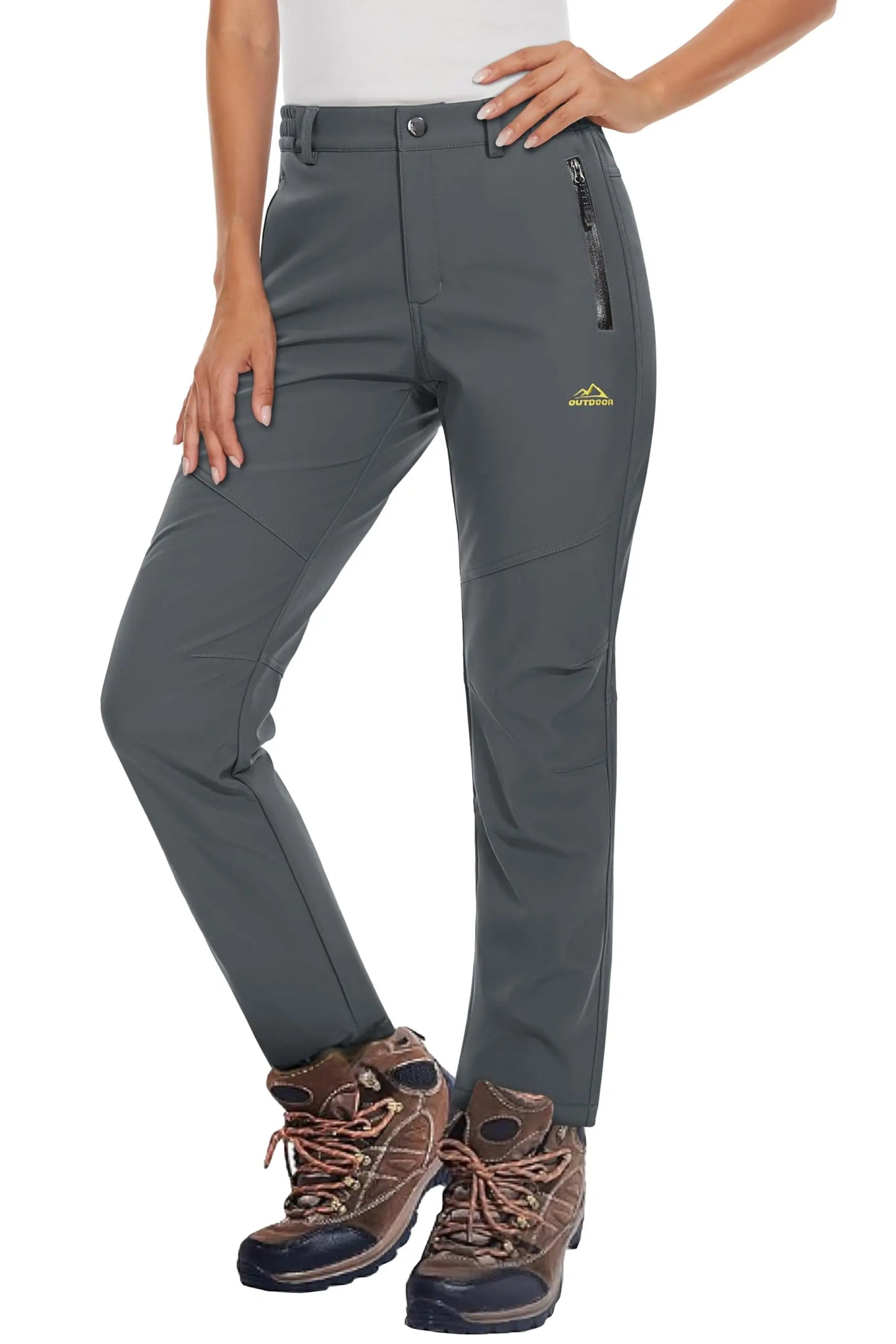 KEFITEVD Women's Winter Fleece Soft Shell Hiking Pants Warm Thermal Waterproof Windproof Trousers Outdoor Ski Camping Fishing