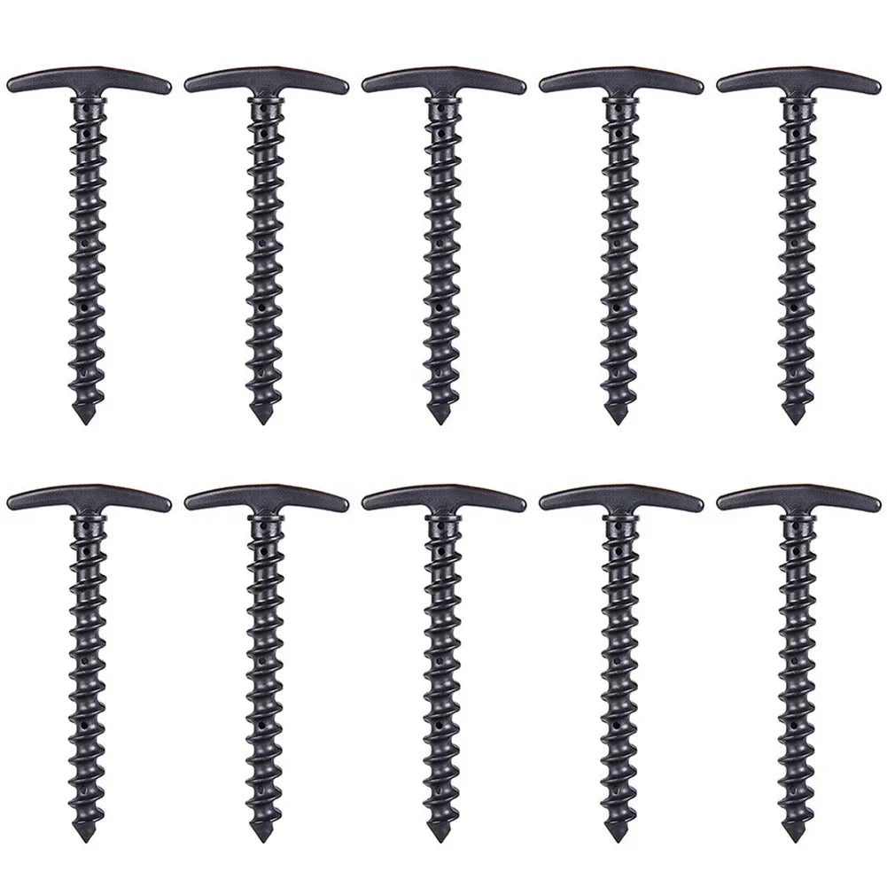 10pcs Tent Nails Outdoor Camping Trip Tent Peg Ground Nails Screw Nail Stakes Pegs Plastic Sand Pegs Trip Beach Tent Stakes Pegs