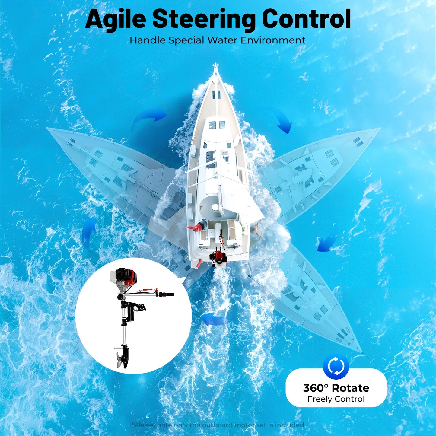 2.3 HP 2 Stroke Outboard Motor, 52cc Boat Engine, CDI Ignition, Manual Trim & Tilt for Fishing Inflatable Boat