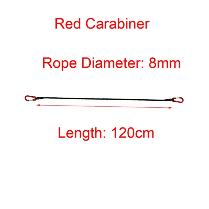 Heavy Duty Bungee Cord Elastic Tie Strap String Carabiner Hooks Kayak Cycling Luggage Packing Ropes Camping Accessories