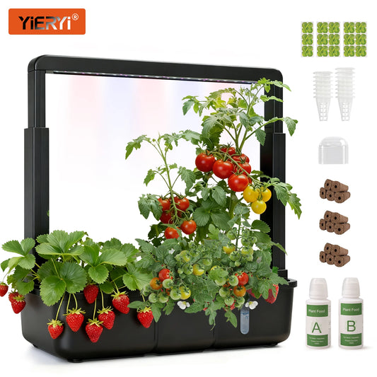 15-Pods Indoor Hydroponic Garden Kit with LED Grow Light Smart Herb Garden System 3.5L Water Tank Adjustable Height Planter