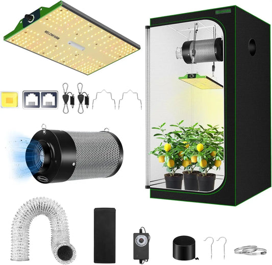 Complete 2x2 Grow Tent Setup with 70W LED Light & Ventilation System for Indoor Gardening